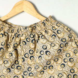 Beige - Kalamkari Block Printed Cotton Unisex Boxer/Shorts