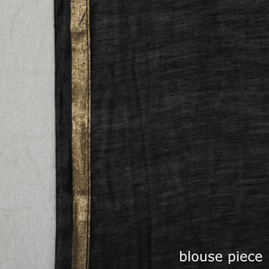 Black - Tie & Dye Chanderi Silk Shibori Saree with Zari Border 09
