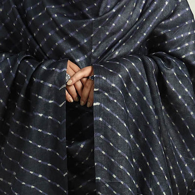Black - Traditional Tie & Dye Tussar Silk Leheriya Dupatta 28