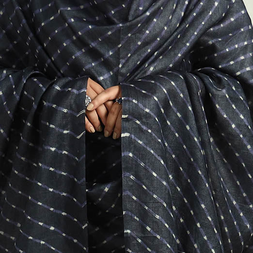 Black - Traditional Tie & Dye Tussar Silk Leheriya Dupatta 28