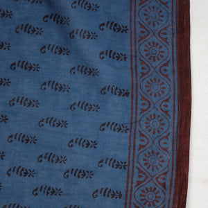 Blue - Bagh Hand Block Printed Cotton Saree
