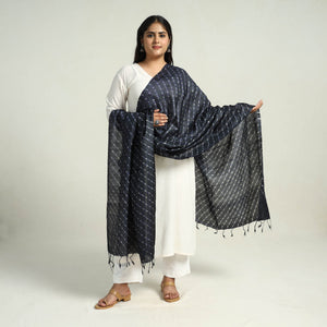 Black - Traditional Tie & Dye Tussar Silk Leheriya Dupatta 28