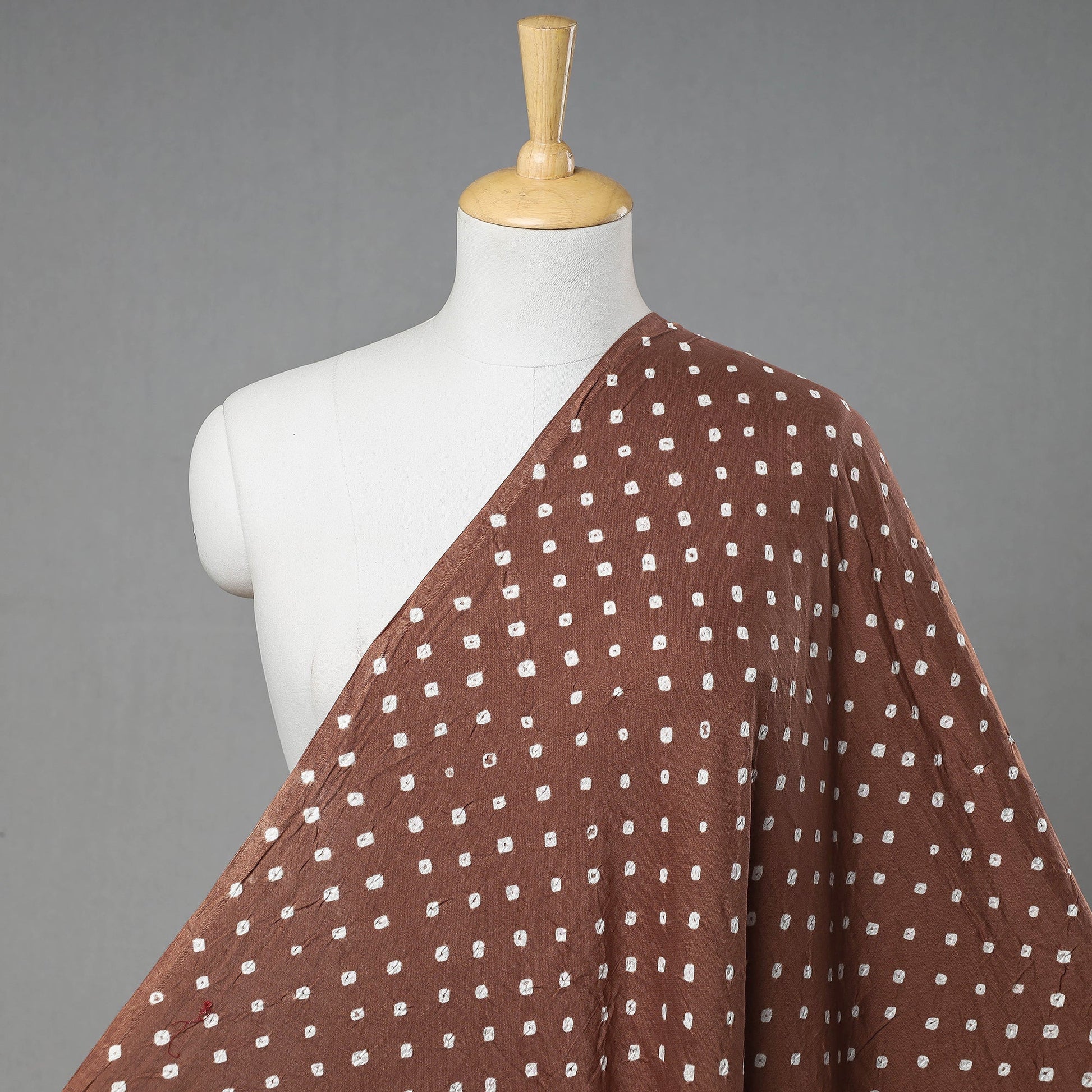 Brown - Kutch Tie-Dye Mul Cotton Bandhani Fabric 01