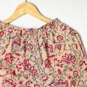 Beige - Sanganeri Block Printed Cotton Unisex Boxer/Shorts