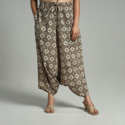Brown - Bagru Block Print Cotton Elasticated Harem Pant 13