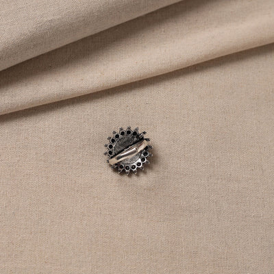 Antique Finish Oxidised White Metal Ring 76