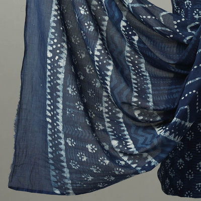 Blue - 3pc Indigo Bagru Block Print Cotton Dress Material Set 04