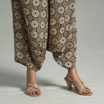 Brown - Bagru Block Print Cotton Elasticated Harem Pant 13
