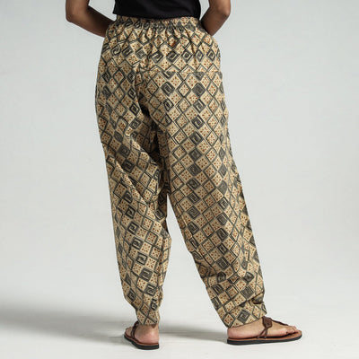 Beige - Kalamkari Block Printed Cotton Elasticated Salwar