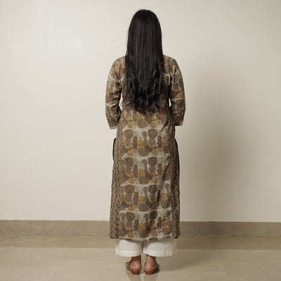Brown - Akola Hand Block Printed Cotton Straight Kurta 23