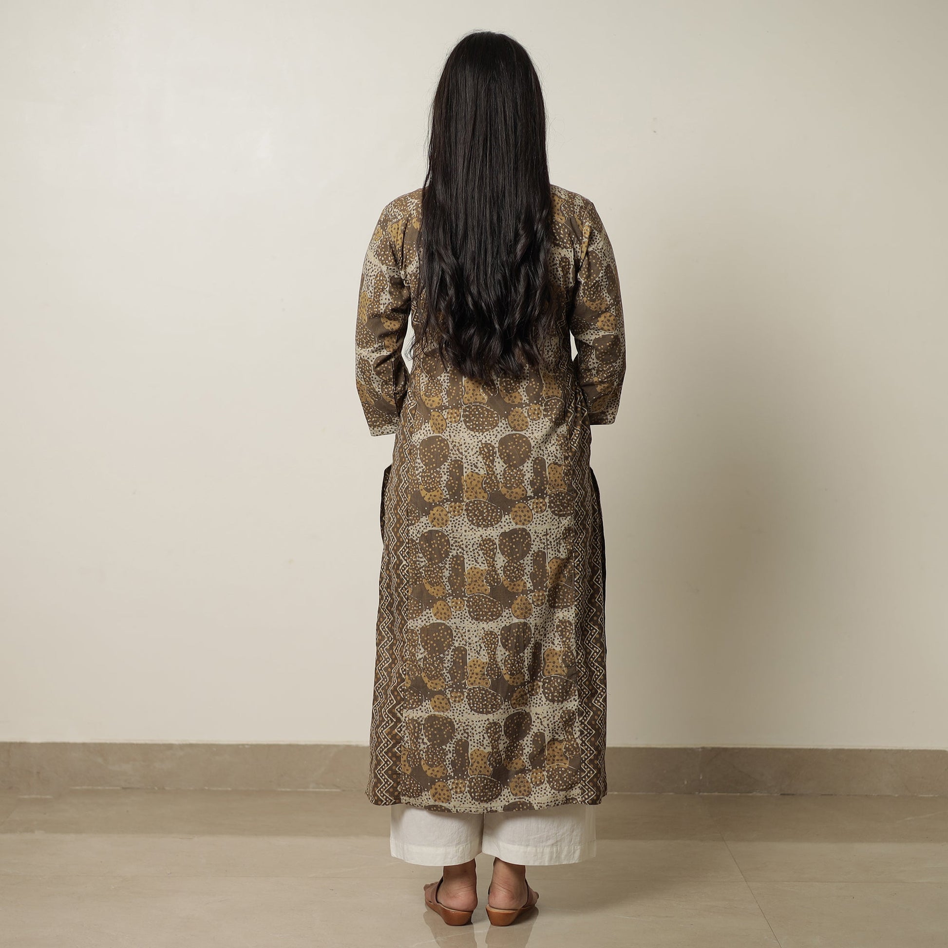 Brown - Akola Hand Block Printed Cotton Straight Kurta 23