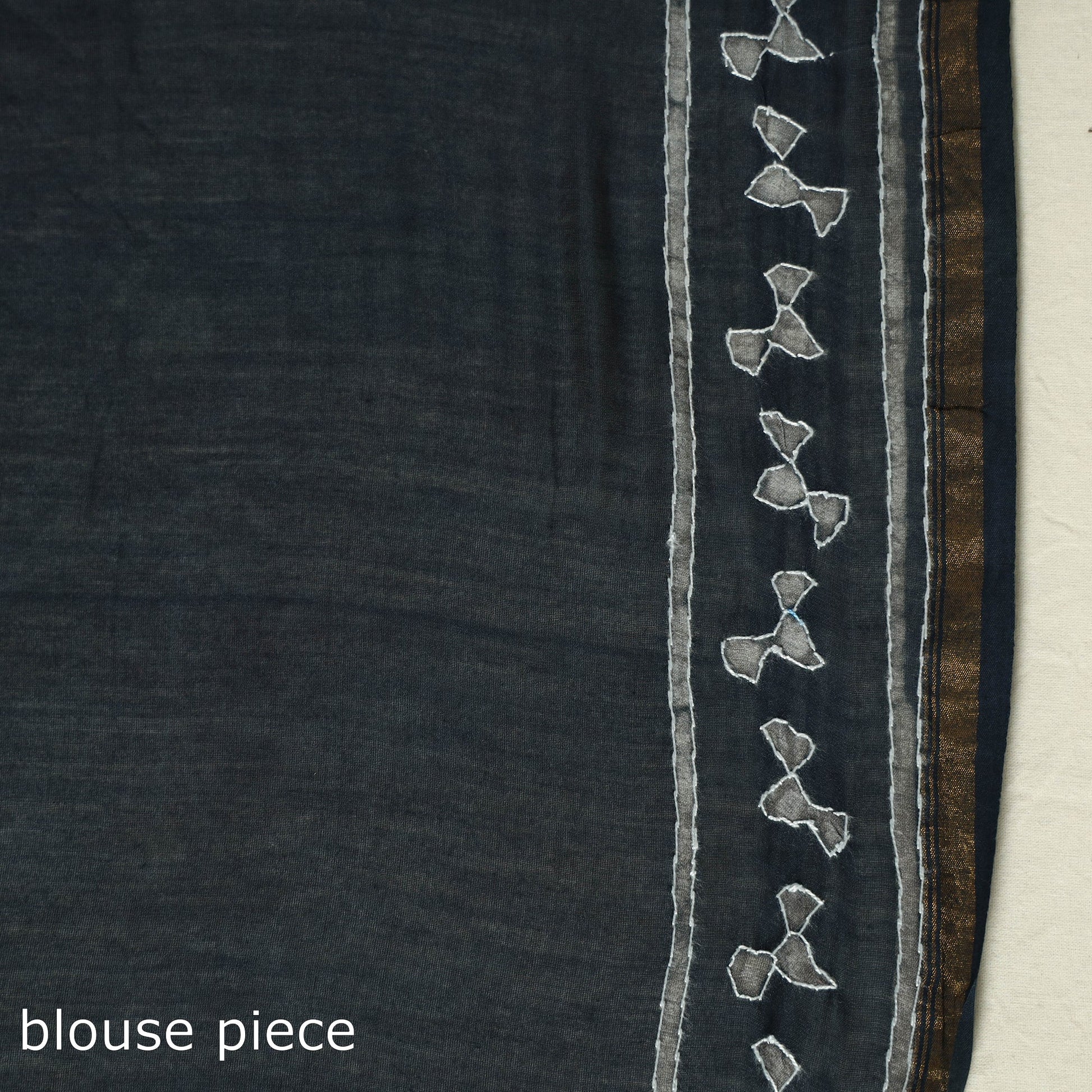 Black - Kashidakari Hand Embroidered Chanderi Silk Block Printed Handloom Saree with Zari Border