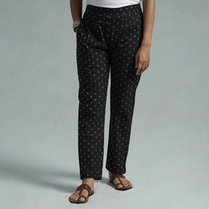 Black - Jacquard Weave Cotton Elasticated Pant