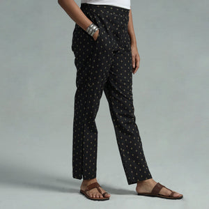 Black - Jacquard Weave Cotton Elasticated Pant