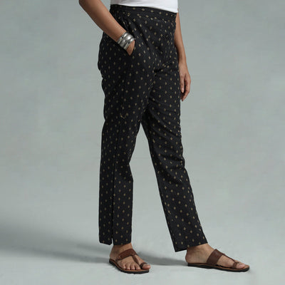 Black - Jacquard Weave Cotton Elasticated Pant