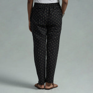 Black - Jacquard Weave Cotton Elasticated Pant