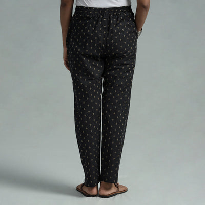 Black - Jacquard Weave Cotton Elasticated Pant