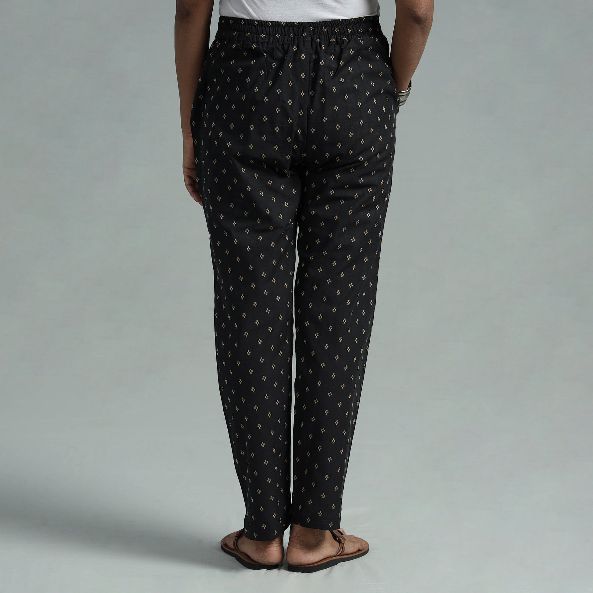 Black - Jacquard Weave Cotton Elasticated Pant
