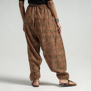 Brown - Kalamkari Block Printed Cotton Elasticated Salwar