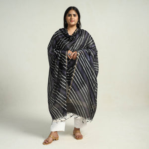Black - Traditional Tie & Dye Chanderi Silk Leheriya Dupatta 43