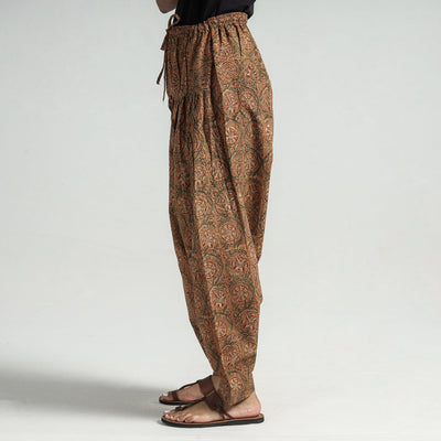 Brown - Kalamkari Block Printed Cotton Elasticated Salwar