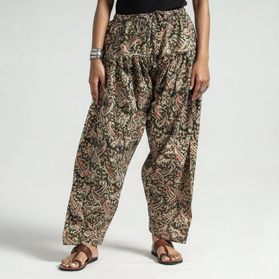 Brown - Kalamkari Block Printed Cotton Elasticated Salwar
