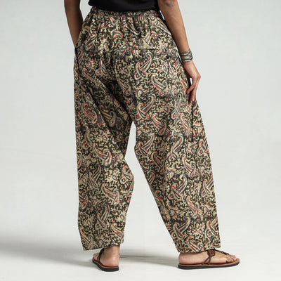 Brown - Kalamkari Block Printed Cotton Elasticated Salwar