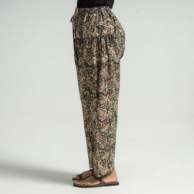 Brown - Kalamkari Block Printed Cotton Elasticated Salwar