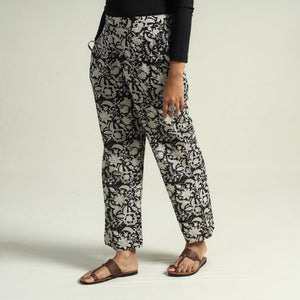 Black - Bagru Block Printed Cotton Elasticated Palazzo