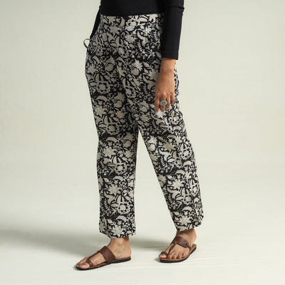 Black - Bagru Block Printed Cotton Elasticated Palazzo