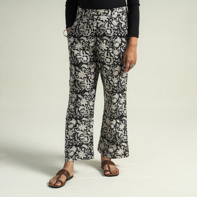 Black - Bagru Block Printed Cotton Elasticated Palazzo