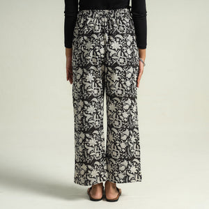 Black - Bagru Block Printed Cotton Elasticated Palazzo