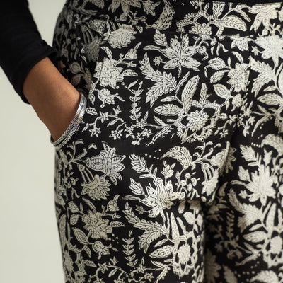 Black - Bagru Block Printed Cotton Elasticated Palazzo