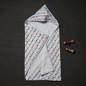 Block Printed Cotton Baby Terry/Hooded Towel 02