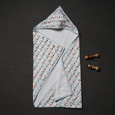 Block Printed Cotton Baby Terry/Hooded Towel 02