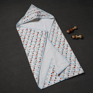 Block Printed Cotton Baby Terry/Hooded Towel 02