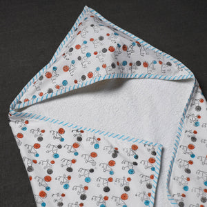 Block Printed Cotton Baby Terry/Hooded Towel 02
