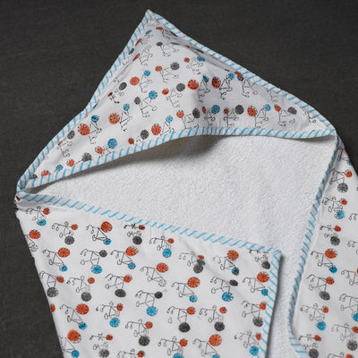 Block Printed Cotton Baby Terry/Hooded Towel 02