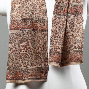 Beige - Pedana Kalamkari Block Printed Natural Dyed Cotton Stole 03