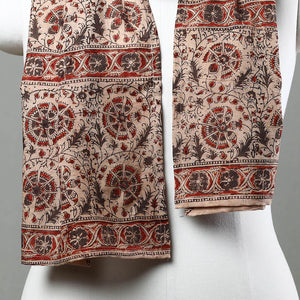 Beige - Pedana Kalamkari Block Printed Natural Dyed Cotton Stole 12