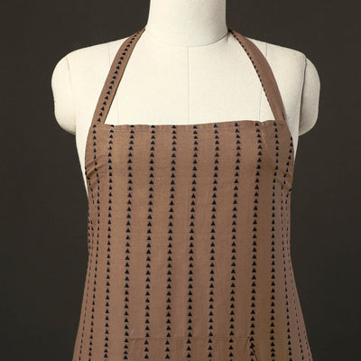 Brown - Jacquard Weave Cotton Apron with Pocket 07