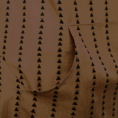 Brown - Jacquard Weave Cotton Apron with Pocket 07
