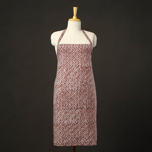 Brown - Hand Batik Print Cotton Apron with Pocket 09