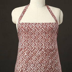 Brown - Hand Batik Print Cotton Apron with Pocket 09