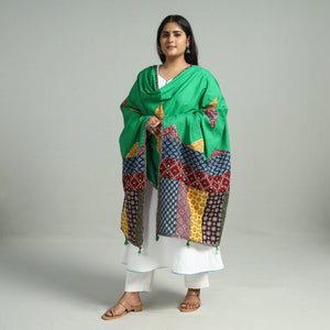 Applique Patchwork Cotton Ajrakh Dupatta with Mirror Work 04