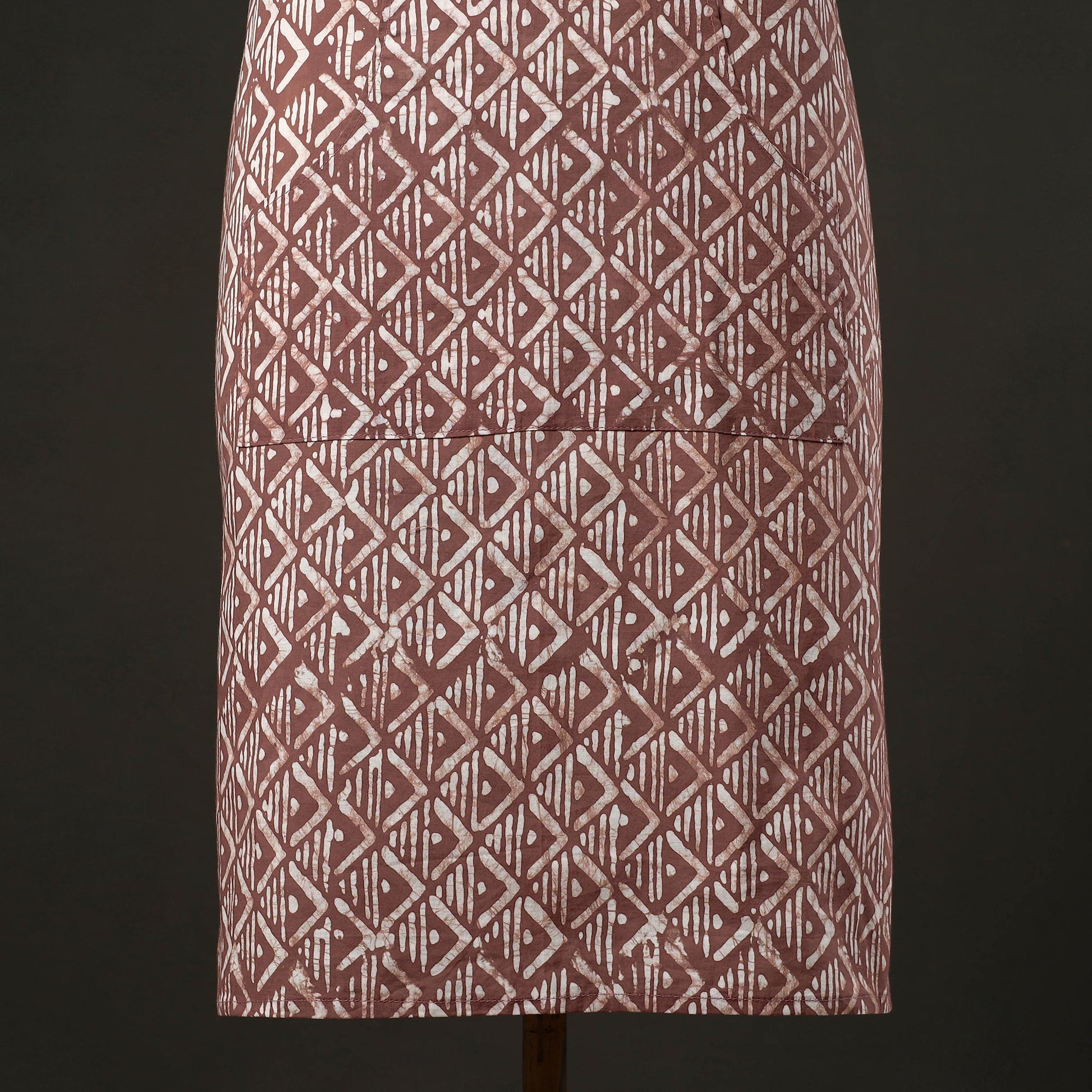 Brown - Hand Batik Print Cotton Apron with Pocket 09