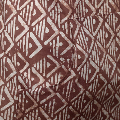 Brown - Hand Batik Print Cotton Apron with Pocket 09