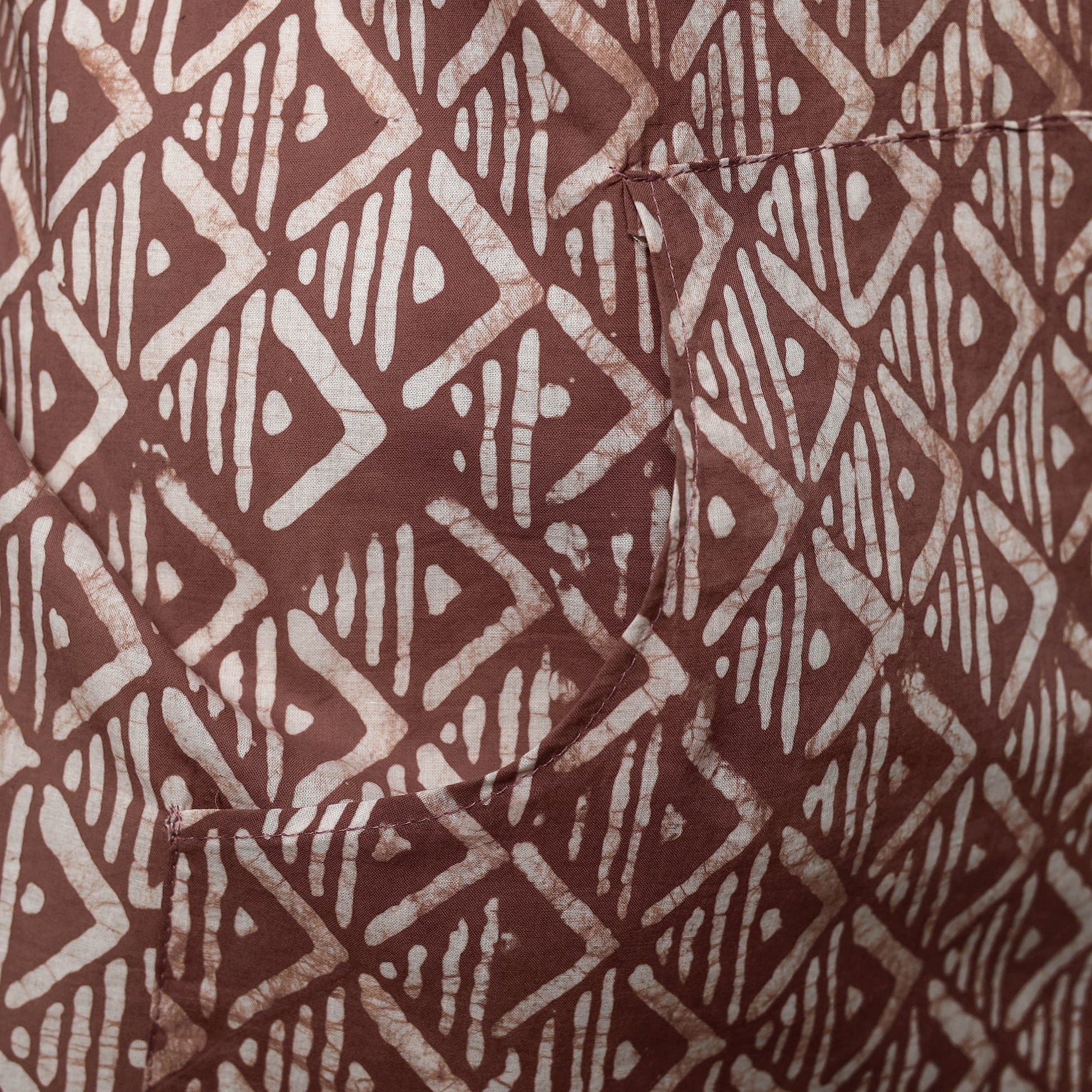 Brown - Hand Batik Print Cotton Apron with Pocket 09