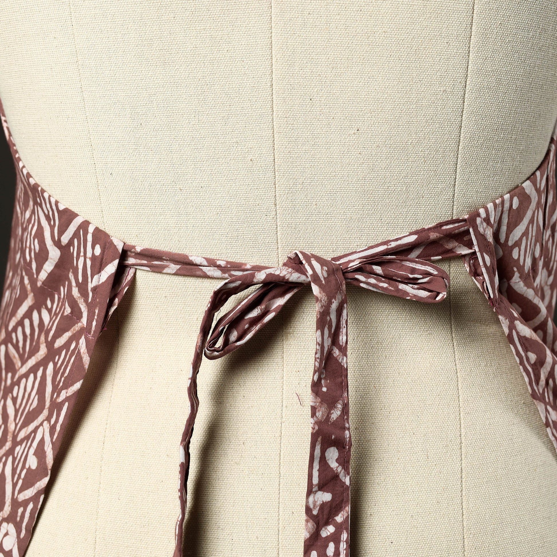 Brown - Hand Batik Print Cotton Apron with Pocket 09