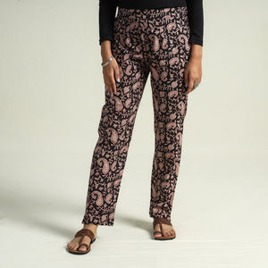 Black - Bagru Block Printed Cotton Tapered Pant